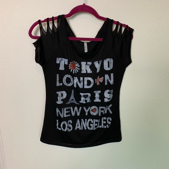 Tokyo,London,Paris,NewYork, Los Angeles cutout tee - Picture 4 of 7